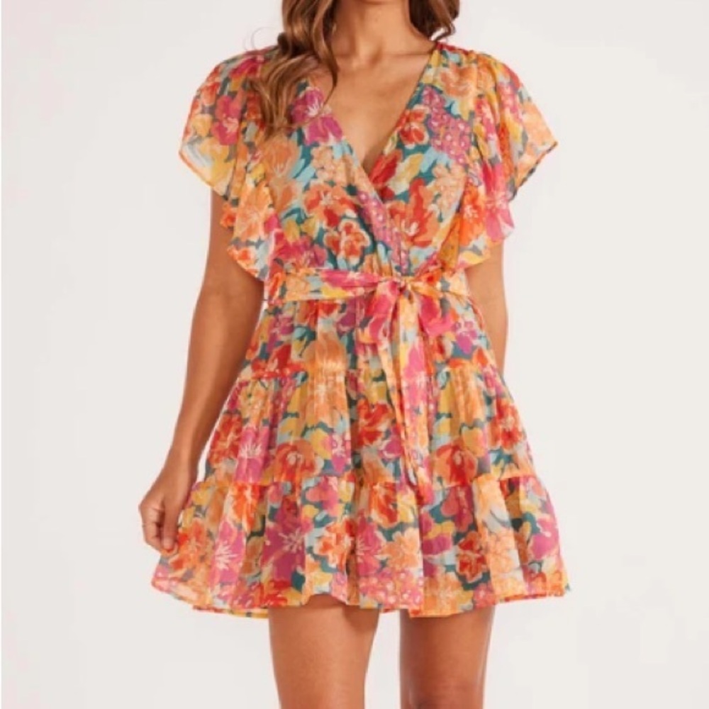 MINKPINK‎ Teal and Coral Dress